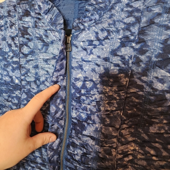 Chico's ruched blue zip blazer jacket - Picture 11 of 17